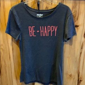 Old Navy Grey Be Happy Short Sleeve Tee, L